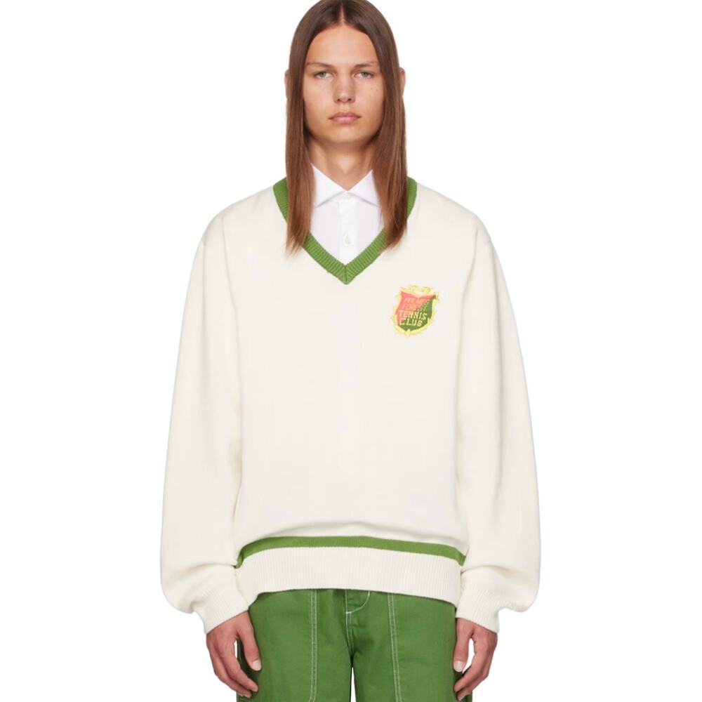 Palmes Off-White PFTC V Neck Knit Sweater Cotton Tennis Preppy Sz M New